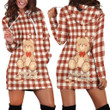 I Need Teddy Bear White And Red Checkered Pattern Hoodie Dress 3D