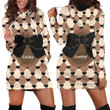 Bow And Hearts Pattern In Brown And Beige Hoodie Dress 3D