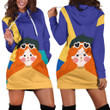 Fashionable Girl With Heart Glasses In Blue And Yellow Hoodie Dress 3D