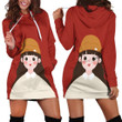 Fashionable Girl Smiling In Red Hoodie Dress 3D
