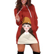 Fashionable Girl Smiling In Red Hoodie Dress 3D