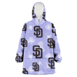 San Diego Padres Sketch White Hibiscus Violet Background 3D Printed Snug Hoodie