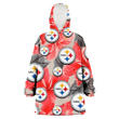 Pittsburgh Steelers Red Hibiscus Gray Leaf Gainsboro Background 3D Printed Snug Hoodie