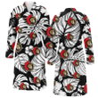 Ottawa Senators White Hibiscus Porcelain Flower Palm Leaf Black Fleece Bathrobe