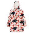 Carolina Panthers Tiny Red Hibiscus Green Leaf White Cube Background 3D Printed Snug Hoodie