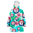 Texas Rangers Pink Hibiscus Green Leaf Blue Background 3D Printed Snug Hoodie