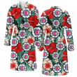 Los Angeles Clippers Red Coral Hibiscus White Porcelain Flower Banana Leaf Fleece Bathrobe