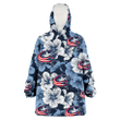 Columbus Blue Jackets White And Blue Hibiscus Dark Blue Background 3D Printed Snug Hoodie