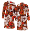 Calgary Flames Bisque Hibiscus Brown Pattern Fleece Bathrobe