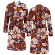 Columbus Blue Jackets Bisque Hibiscus Brown Pattern Fleece Bathrobe