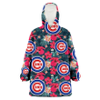 Chicago Cubs Tiny Red Hibiscus White Porcelain Flower Black Background 3D Printed Snug Hoodie