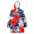 Charlotte Hornets White Tropical Leaf Red Hibiscus Navy Background 3D Printed Snug Hoodie