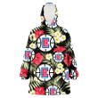 Los Angeles Clippers Red Hibiscus Yellow Porcelain Flower Black Background 3D Printed Snug Hoodie