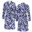 Indianapolis Colts White Hibiscus Pattern Slate Blue Background Fleece Bathrobe