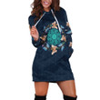 Butterfly And Floral Pattern In Navy Blue Hoodie Dress 3D