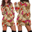 Flowers And Skulls Pattern In Yellow Hoodie Dress 3D