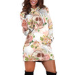 Flowers And Skulls Pattern In White And Beige Hoodie Dress 3D