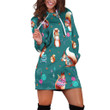 Squirrel Sewing Clothes Cartoon Art Patterns In Green Hoodie Dress 3D