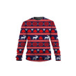 Pine Tree And Moose Snowflower Christmas Red Pattern Dark Blue 3D Sweatshirt