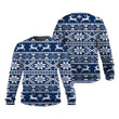 Deer Snowflower Christmas White Pattern Blue 3D Sweatshirt