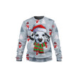 Dalmatian Dog Red Knitted Winter Pine Tree Snowman Christmas Pattern 3D Sweatshirt
