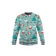 Santa Clause Deer Snowflower Christmas Pattern Dark Blue 3D Sweatshirt
