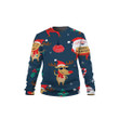 Santa Clause Deer Merry Christmas Pattern Blue 3D Sweatshirt