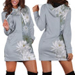 White Lotus With Blue Vertical Stripe In Blue Hoodie Dress 3D