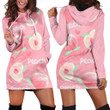 Peach Text And Painting In Pink Hoodie Dress 3D