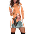 Beautiful Lady And A Fox Art In White And Orange Hoodie Dress 3D