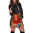 Red Hair Girl With Flowers And Plants In Black Hoodie Dress 3D