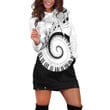 Keyboard And Music Notes Spinning In Black And White Hoodie Dress 3D