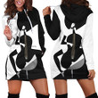 Girl Playing Cello Creativity Art In Black And White Hoodie Dress 3D