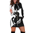 Girl Playing Cello Creativity Art In Black And White Hoodie Dress 3D