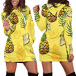 Pineapple Drawing Pattern In Yellow Hoodie Dress 3D