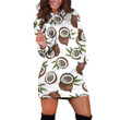 Coconut Drawing Patterns In White Hoodie Dress 3D