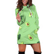 Avocado Drawing Patterns In Green Hoodie Dress 3D