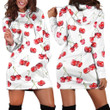 Cherry Drawing Patterns In White Hoodie Dress 3D