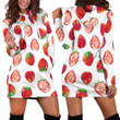 Big Strawberry Drawing Patterns In White Hoodie Dress 3D