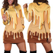 Yellow Orange And Brown Dripping Effect Illustration Hoodie Dress 3D