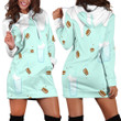 White Milk Dripping Effect Illustration Cookie And Milk Glass Pattern In Mint Hoodie Dress 3D