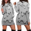 Light Gray And Gray Colorful Dripping Illustration Hoodie Dress 3D