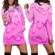 Light Pink And Pink Colorful Dripping Illustration Hoodie Dress 3D