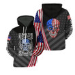 US Veteran Skull Logo I Am Willing Protect My 2nd Rights American Flag Black 3D Hoodie