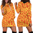 Seamless Orange And Yellow Giraffe Skin Color Animal Skin Pattern Hoodie Dress 3D