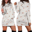 Brown Red And White Robin Birds Seamless Art In Brown Hoodie Dress 3D