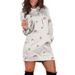 Brown Red And White Robin Birds Seamless Art In Brown Hoodie Dress 3D