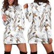 Seamless Sparrows And Thistles Pattern In White Hoodie Dress 3D