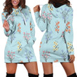 Multicolor Colors And Types Of Flowers Pattern In Mint Hoodie Dress 3D