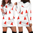 Christmas Hat Pattern In White An Red Hoodie Dress 3D